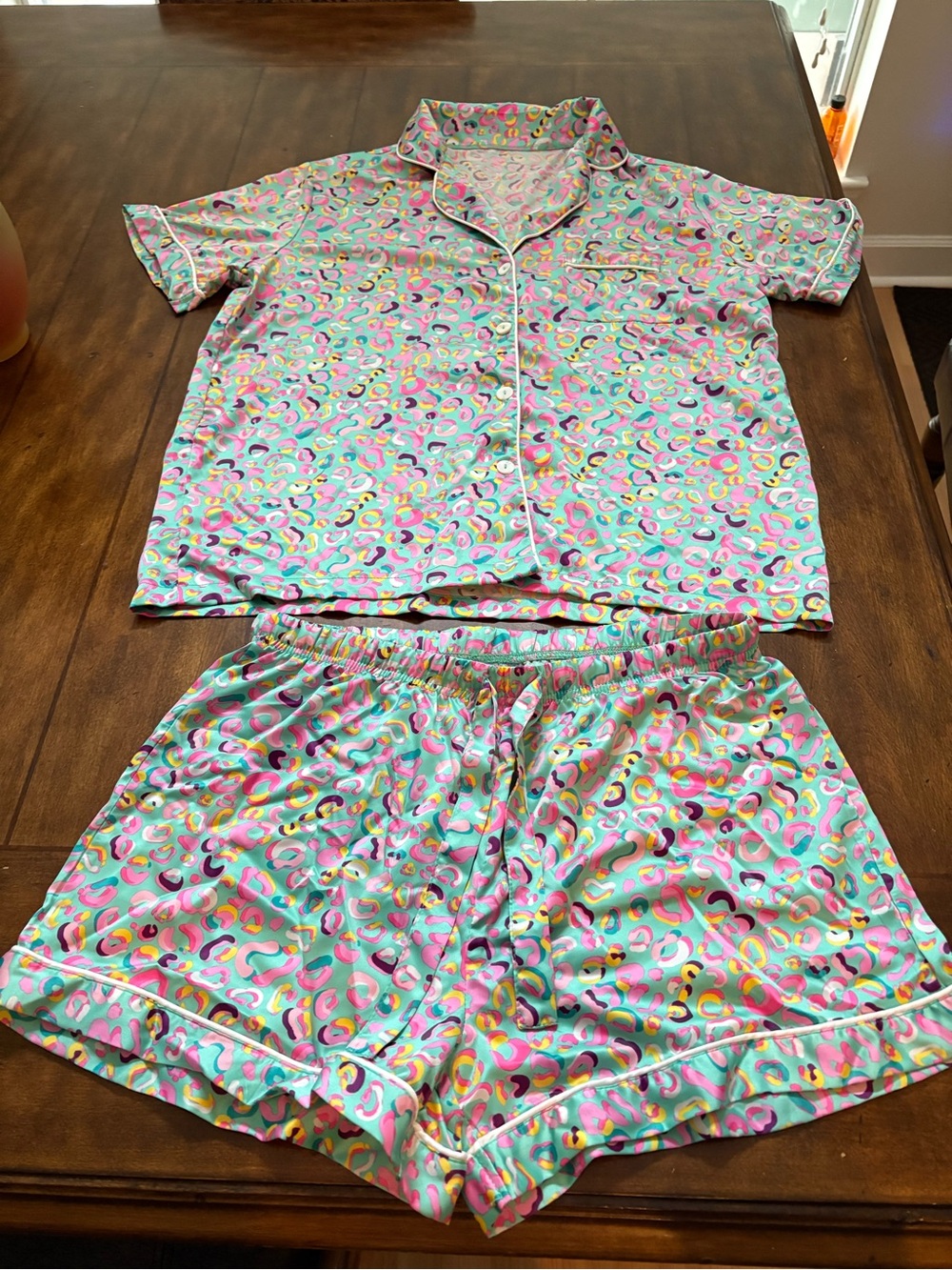 Anne Marie Mint Rainbow & Heart Short Pajama Set